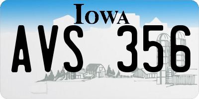IA license plate AVS356