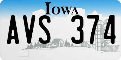 IA license plate AVS374