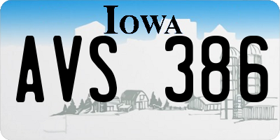 IA license plate AVS386