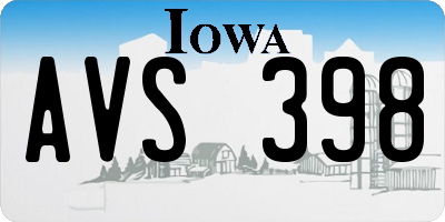 IA license plate AVS398