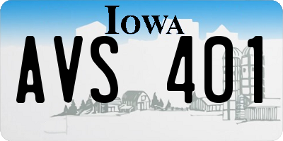 IA license plate AVS401