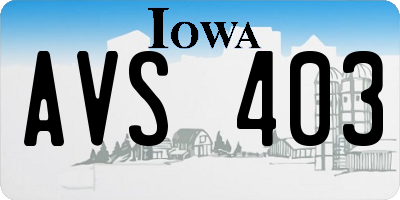 IA license plate AVS403