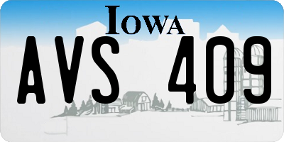 IA license plate AVS409