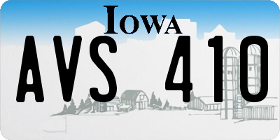 IA license plate AVS410