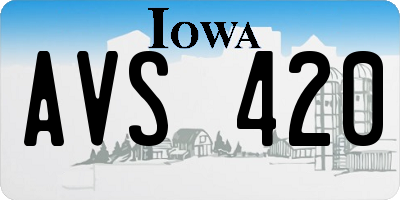 IA license plate AVS420