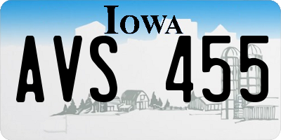 IA license plate AVS455