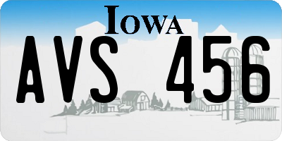 IA license plate AVS456