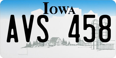 IA license plate AVS458