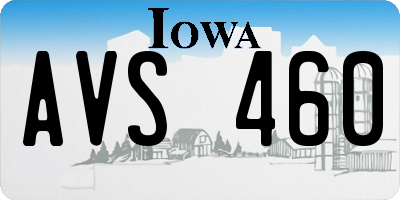 IA license plate AVS460