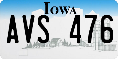 IA license plate AVS476