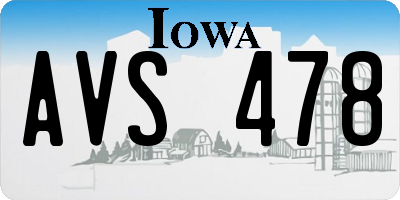 IA license plate AVS478