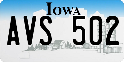 IA license plate AVS502