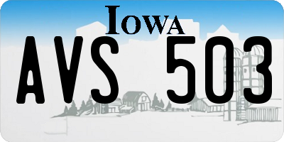 IA license plate AVS503