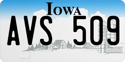 IA license plate AVS509