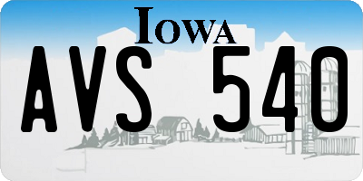 IA license plate AVS540