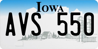 IA license plate AVS550