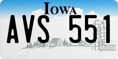IA license plate AVS551