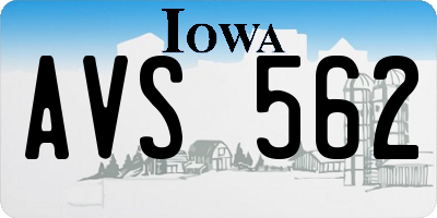IA license plate AVS562