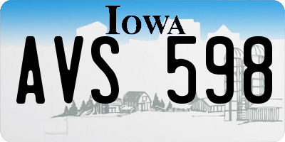 IA license plate AVS598