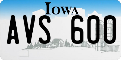IA license plate AVS600