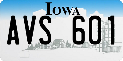 IA license plate AVS601