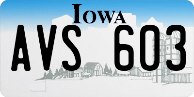 IA license plate AVS603