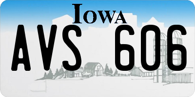 IA license plate AVS606