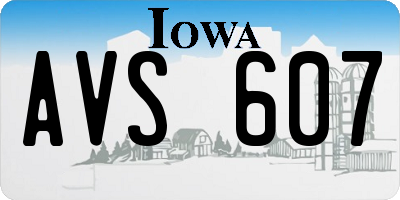 IA license plate AVS607