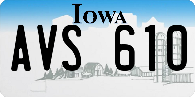 IA license plate AVS610