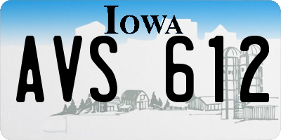 IA license plate AVS612