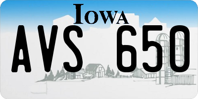 IA license plate AVS650