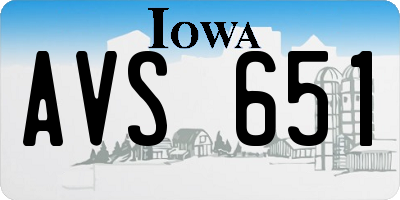 IA license plate AVS651