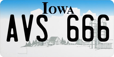 IA license plate AVS666