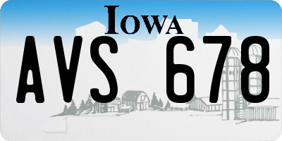 IA license plate AVS678