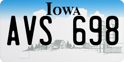 IA license plate AVS698