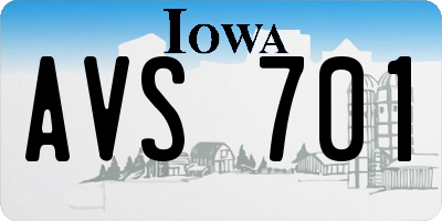IA license plate AVS701