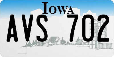 IA license plate AVS702