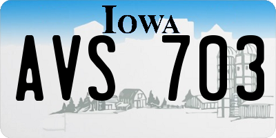 IA license plate AVS703