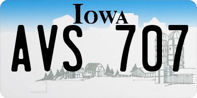 IA license plate AVS707
