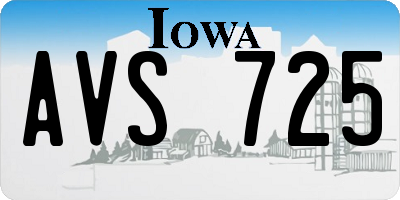 IA license plate AVS725