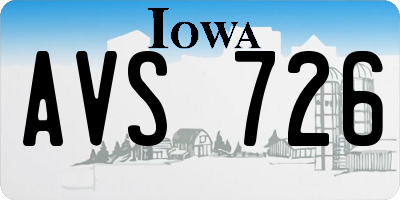 IA license plate AVS726