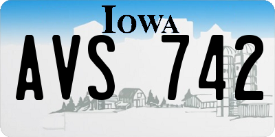 IA license plate AVS742