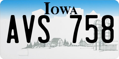 IA license plate AVS758