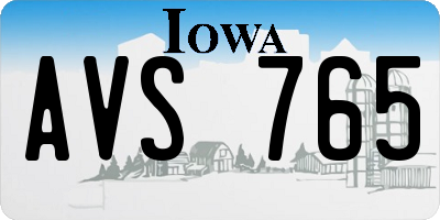 IA license plate AVS765