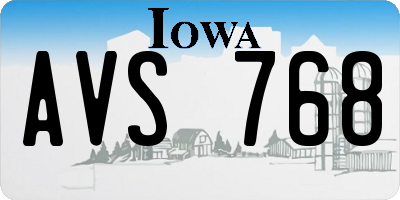 IA license plate AVS768