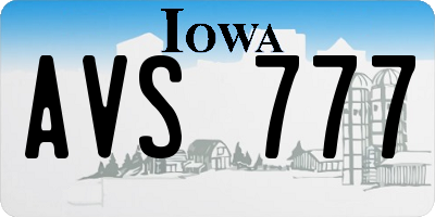 IA license plate AVS777