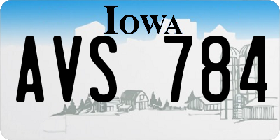 IA license plate AVS784