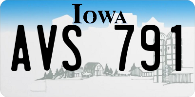 IA license plate AVS791