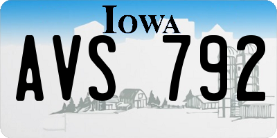 IA license plate AVS792