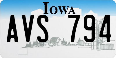 IA license plate AVS794